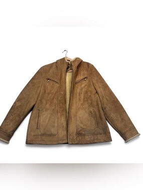 giacca Men's Brown Suede Sherpa Puffer Jacket